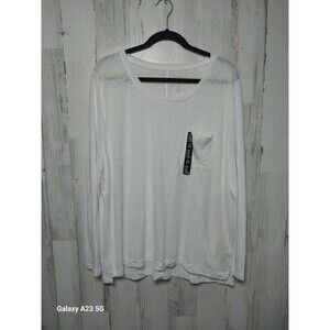 GAP Linen Blend Long Sleeve Tee White XXL